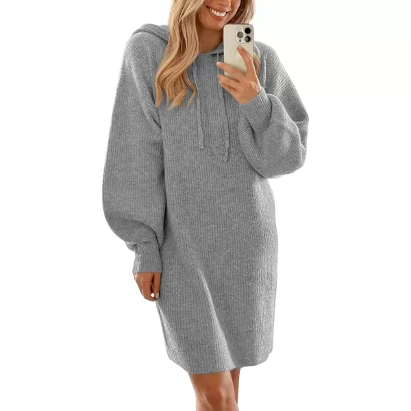 imagePRETTYGARDEN Womens Knit Pullover Sweaters 2024 Fall Fashion Clothes Long Sleeve Winter Hoodie Sweater DressGrey