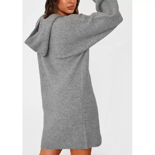 imagePRETTYGARDEN Womens Knit Pullover Sweaters 2024 Fall Fashion Clothes Long Sleeve Winter Hoodie Sweater DressGrey
