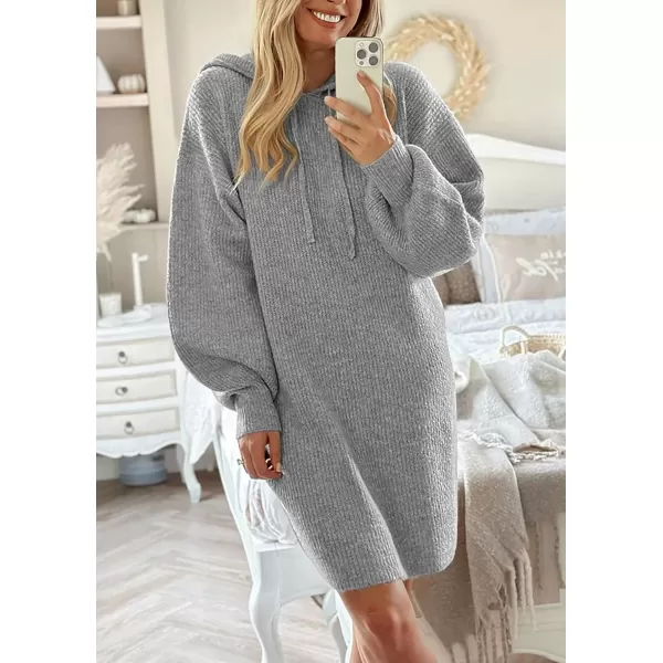 imagePRETTYGARDEN Womens Knit Pullover Sweaters 2024 Fall Fashion Clothes Long Sleeve Winter Hoodie Sweater DressGrey
