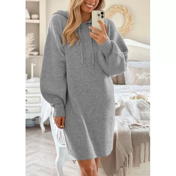 imagePRETTYGARDEN Womens Knit Pullover Sweaters 2024 Fall Fashion Clothes Long Sleeve Winter Hoodie Sweater DressGrey