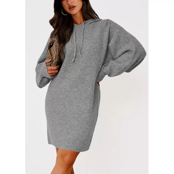imagePRETTYGARDEN Womens Knit Pullover Sweaters 2024 Fall Fashion Clothes Long Sleeve Winter Hoodie Sweater DressGrey