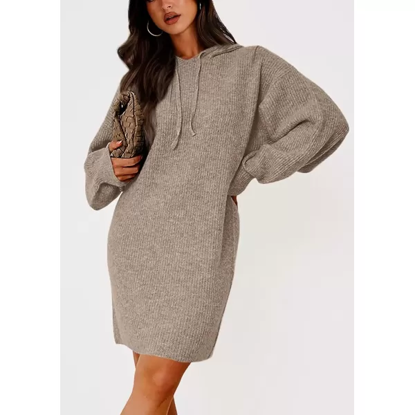 imagePRETTYGARDEN Womens Knit Pullover Sweaters 2024 Fall Fashion Clothes Long Sleeve Winter Hoodie Sweater DressKhaki