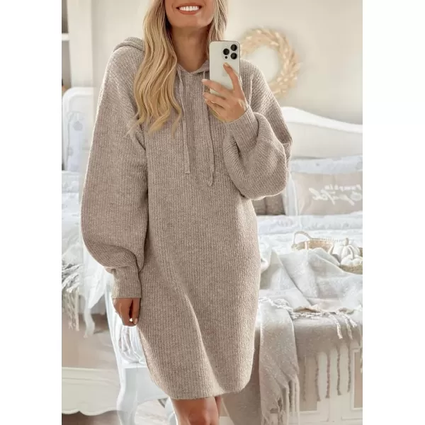 imagePRETTYGARDEN Womens Knit Pullover Sweaters 2024 Fall Fashion Clothes Long Sleeve Winter Hoodie Sweater DressKhaki