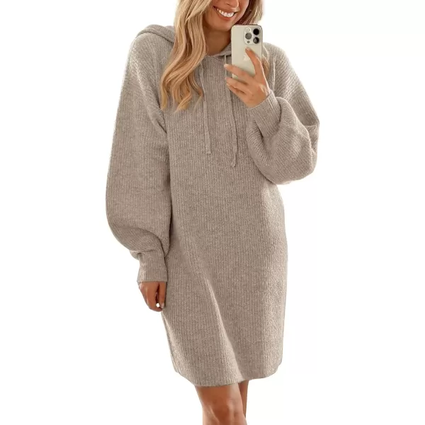 imagePRETTYGARDEN Womens Knit Pullover Sweaters 2024 Fall Fashion Clothes Long Sleeve Winter Hoodie Sweater DressKhaki