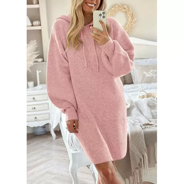 imagePRETTYGARDEN Womens Knit Pullover Sweaters 2024 Fall Fashion Clothes Long Sleeve Winter Hoodie Sweater DressPink