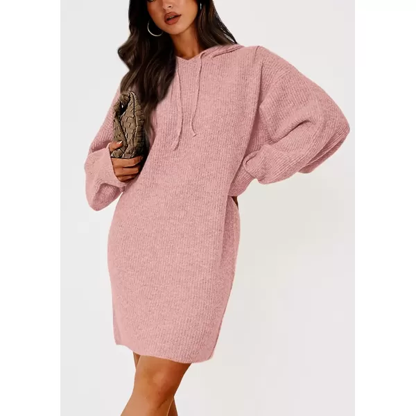 imagePRETTYGARDEN Womens Knit Pullover Sweaters 2024 Fall Fashion Clothes Long Sleeve Winter Hoodie Sweater DressPink