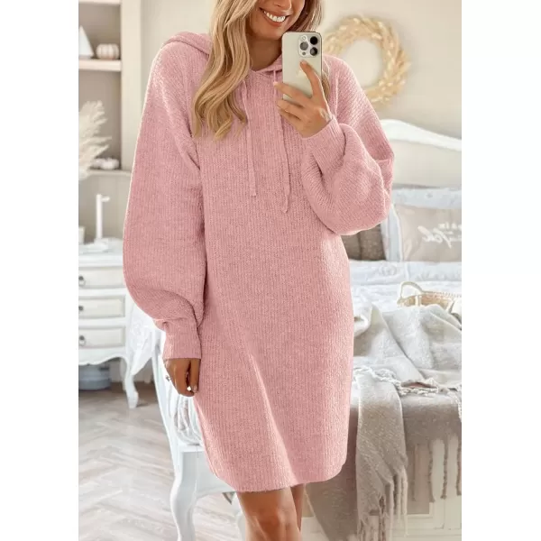 imagePRETTYGARDEN Womens Knit Pullover Sweaters 2024 Fall Fashion Clothes Long Sleeve Winter Hoodie Sweater DressPink
