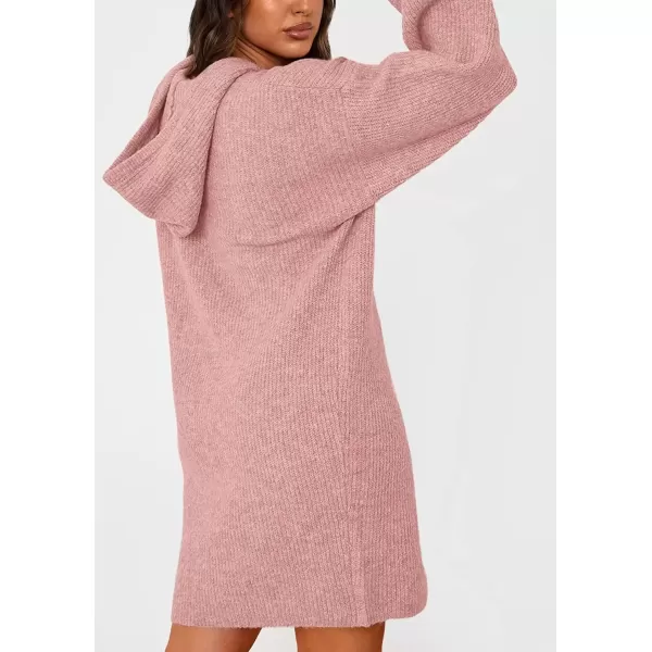 imagePRETTYGARDEN Womens Knit Pullover Sweaters 2024 Fall Fashion Clothes Long Sleeve Winter Hoodie Sweater DressPink