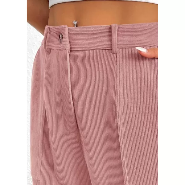 imagePRETTYGARDEN Womens Dressy Casual Pants Elastic High Waisted Work Office Corduroy Trouser Slacks with PocketsPink