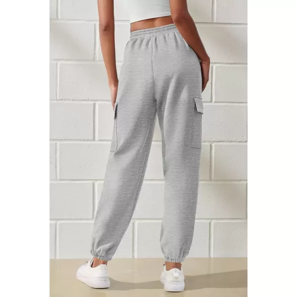 imagePRETTYGARDEN Womens Summer Cargo Sweatpants Casual Elastic High Waisted Lounge Jogger Pants with PocketsGrey