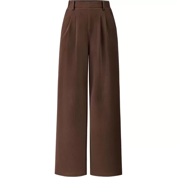 imagePRETTYGARDEN Womens Wide Leg Dress Pants Dressy Casual High Elastic Waisted Work Office Trousers Palazzo PantsCoffee