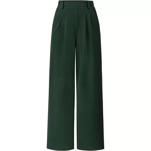 imagePRETTYGARDEN Womens Wide Leg Dress Pants Dressy Casual High Elastic Waisted Work Office Trousers Palazzo PantsDark Green