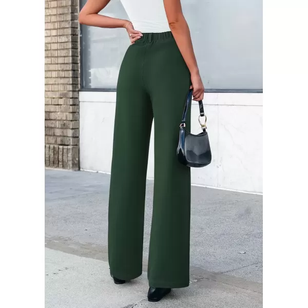imagePRETTYGARDEN Womens Wide Leg Dress Pants Dressy Casual High Elastic Waisted Work Office Trousers Palazzo PantsDark Green