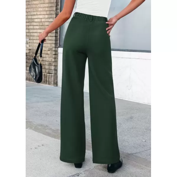 imagePRETTYGARDEN Womens Wide Leg Dress Pants Dressy Casual High Elastic Waisted Work Office Trousers Palazzo PantsDark Green