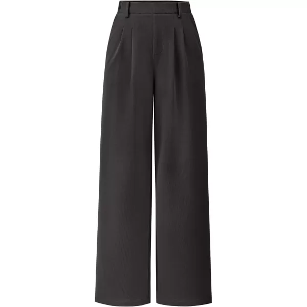 imagePRETTYGARDEN Womens Wide Leg Dress Pants Dressy Casual High Elastic Waisted Work Office Trousers Palazzo PantsDark Grey