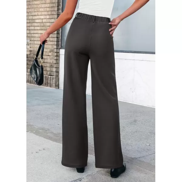 imagePRETTYGARDEN Womens Wide Leg Dress Pants Dressy Casual High Elastic Waisted Work Office Trousers Palazzo PantsDark Grey