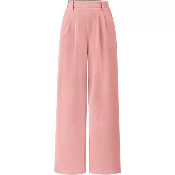 imagePRETTYGARDEN Womens Wide Leg Dress Pants Dressy Casual High Elastic Waisted Work Office Trousers Palazzo PantsPink