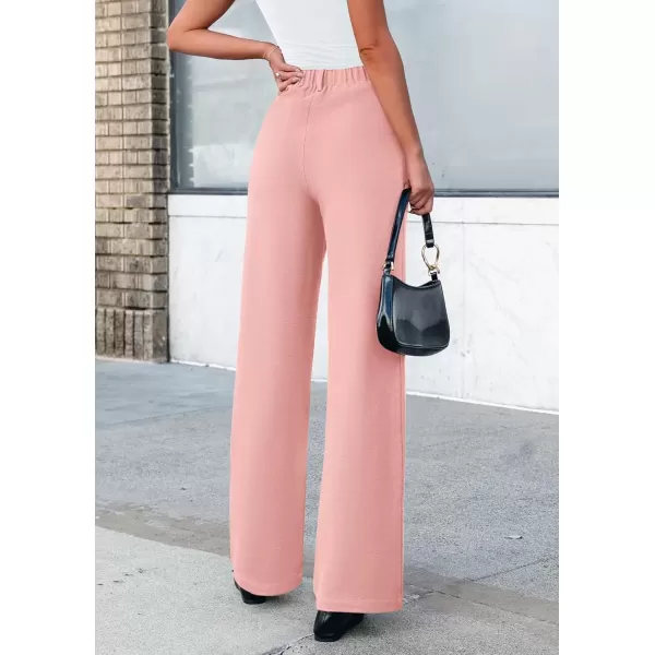imagePRETTYGARDEN Womens Wide Leg Dress Pants Dressy Casual High Elastic Waisted Work Office Trousers Palazzo PantsPink