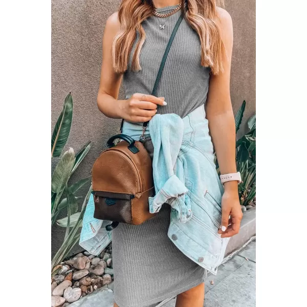 imagePRETTYGARDEN Womens Basic Bodycon Midi Dress Crewneck Sleeveless Casual Summer Tank Top DressesGrey