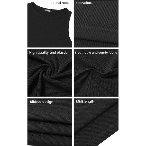 imagePRETTYGARDEN Womens Basic Bodycon Midi Dress Crewneck Sleeveless Casual Summer Tank Top DressesGrey
