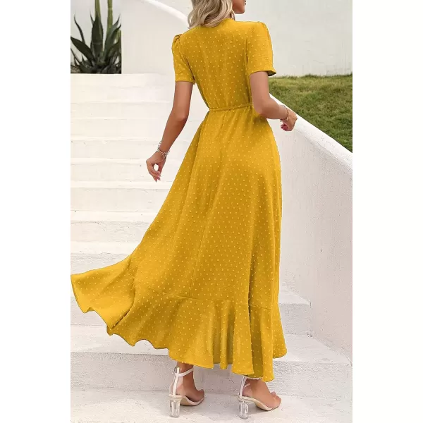 imagePRETTYGARDEN Womens Summer Wrap Maxi Dress Casual Boho Floral V Neck Short Sleeve Ruffle Hem Split Beach Long DressesZturmeric