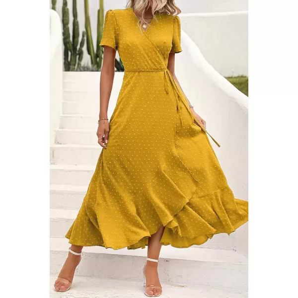 imagePRETTYGARDEN Womens Summer Wrap Maxi Dress Casual Boho Floral V Neck Short Sleeve Ruffle Hem Split Beach Long DressesZturmeric