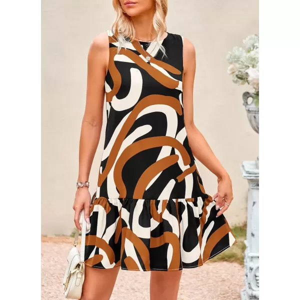 imagePRETTYGARDEN Womens 2024 Summer Floral Mini Dress Sleeveless Cut Out Backless Ruffle Boho Beach Vacation Short SundressesFloral Black Multicolored
