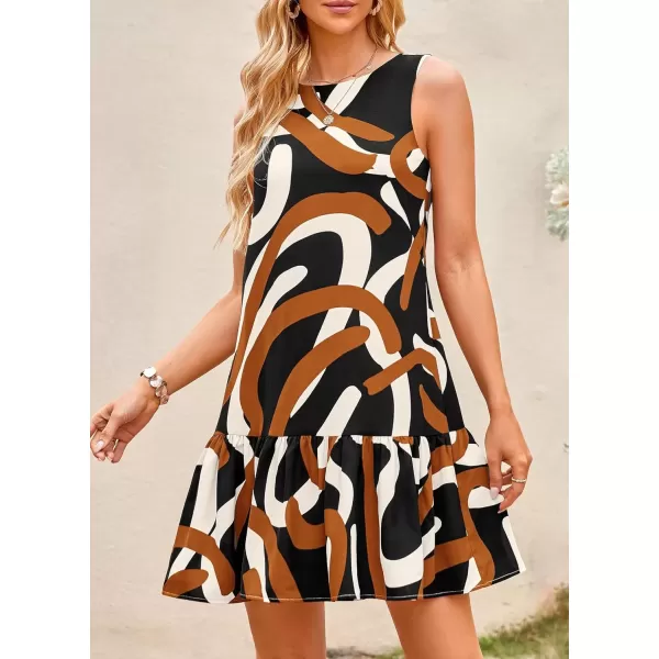imagePRETTYGARDEN Womens 2024 Summer Floral Mini Dress Sleeveless Cut Out Backless Ruffle Boho Beach Vacation Short SundressesFloral Black Multicolored
