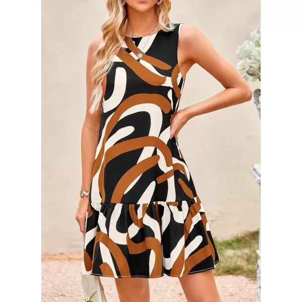 imagePRETTYGARDEN Womens 2024 Summer Floral Mini Dress Sleeveless Cut Out Backless Ruffle Boho Beach Vacation Short SundressesFloral Black Multicolored