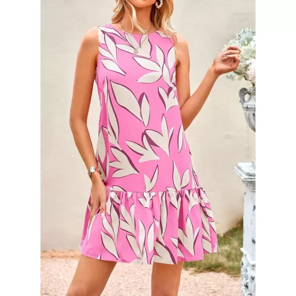 imagePRETTYGARDEN Womens 2024 Summer Floral Mini Dress Sleeveless Cut Out Backless Ruffle Boho Beach Vacation Short SundressesFloral Pink Beige