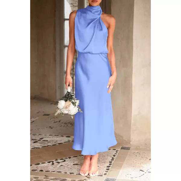 imagePRETTYGARDEN Womens 2024 Summer Satin Dress Elegant Sleeveless Mock Neck Cocktail Party Maxi DressesBlue