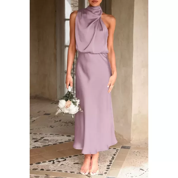 imagePRETTYGARDEN Womens 2024 Summer Satin Dress Elegant Sleeveless Mock Neck Cocktail Party Maxi DressesDusty Pink