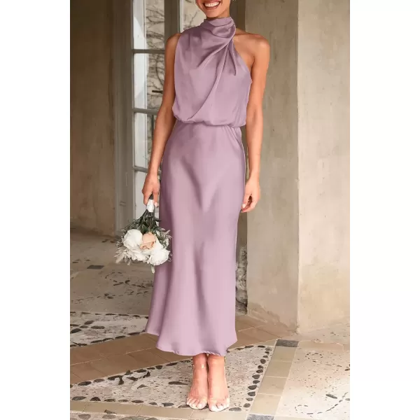 imagePRETTYGARDEN Womens 2024 Summer Satin Dress Elegant Sleeveless Mock Neck Cocktail Party Maxi DressesDusty Pink