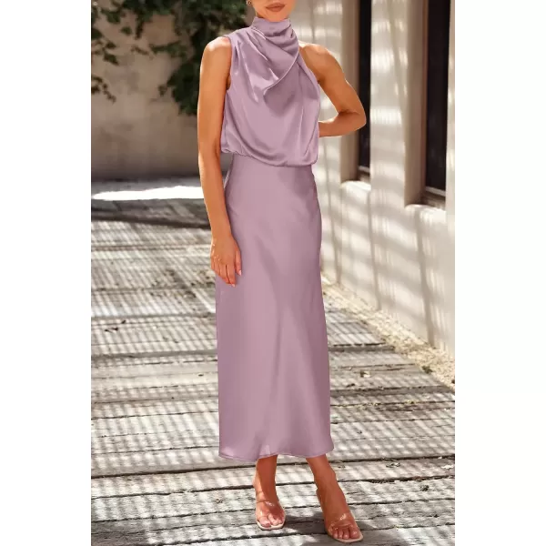imagePRETTYGARDEN Womens 2024 Summer Satin Dress Elegant Sleeveless Mock Neck Cocktail Party Maxi DressesDusty Pink