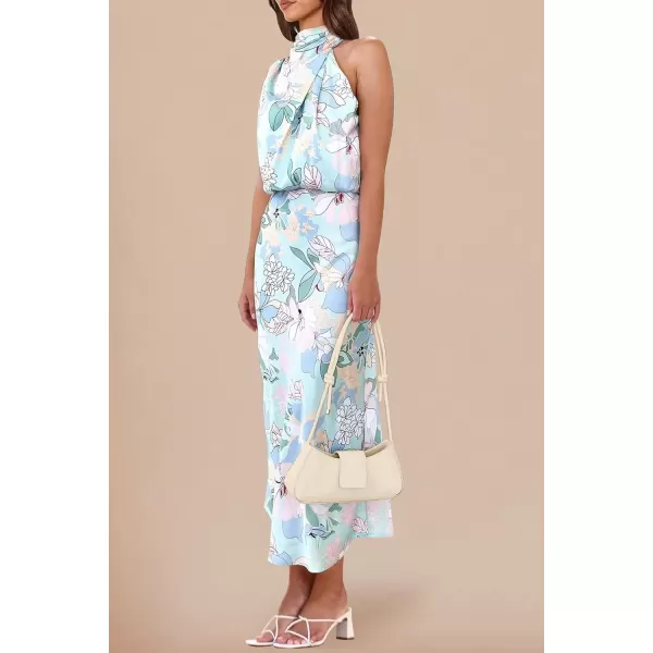 imagePRETTYGARDEN Womens 2024 Summer Satin Dress Elegant Sleeveless Mock Neck Cocktail Party Maxi DressesPrint Blue