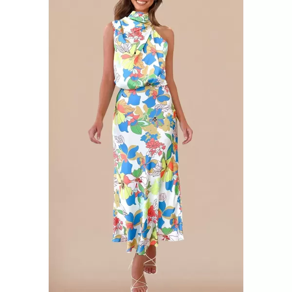imagePRETTYGARDEN Womens 2024 Summer Satin Dress Elegant Sleeveless Mock Neck Cocktail Party Maxi DressesPrint Multicolored