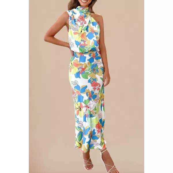 imagePRETTYGARDEN Womens 2024 Summer Satin Dress Elegant Sleeveless Mock Neck Cocktail Party Maxi DressesPrint Multicolored