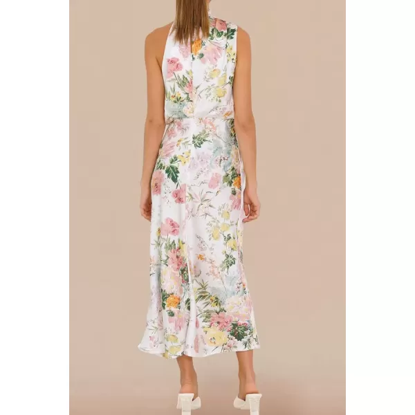 imagePRETTYGARDEN Womens 2024 Summer Satin Dress Elegant Sleeveless Mock Neck Cocktail Party Maxi DressesPrint White