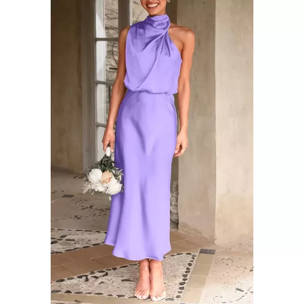 imagePRETTYGARDEN Womens 2024 Summer Satin Dress Elegant Sleeveless Mock Neck Cocktail Party Maxi DressesPurple