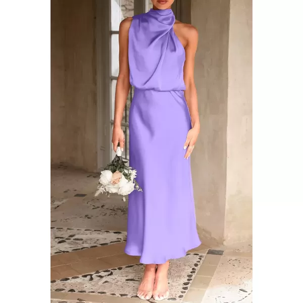 imagePRETTYGARDEN Womens 2024 Summer Satin Dress Elegant Sleeveless Mock Neck Cocktail Party Maxi DressesPurple