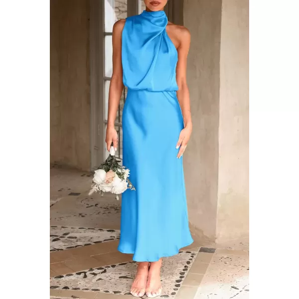 imagePRETTYGARDEN Womens 2024 Summer Satin Dress Elegant Sleeveless Mock Neck Cocktail Party Maxi DressesSky Blue