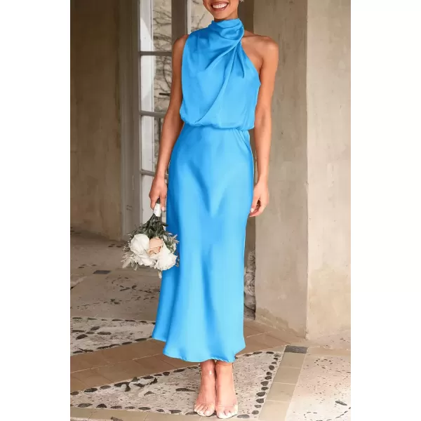 imagePRETTYGARDEN Womens 2024 Summer Satin Dress Elegant Sleeveless Mock Neck Cocktail Party Maxi DressesSky Blue