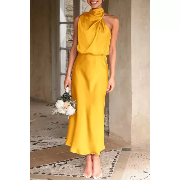 imagePRETTYGARDEN Womens 2024 Summer Satin Dress Elegant Sleeveless Mock Neck Cocktail Party Maxi DressesYellow