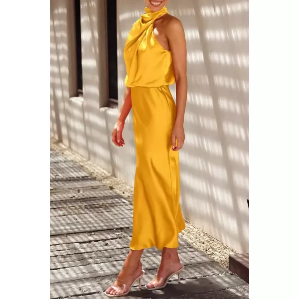 imagePRETTYGARDEN Womens 2024 Summer Satin Dress Elegant Sleeveless Mock Neck Cocktail Party Maxi DressesYellow