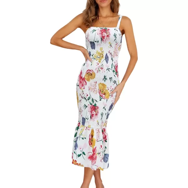 White Red Big Floral