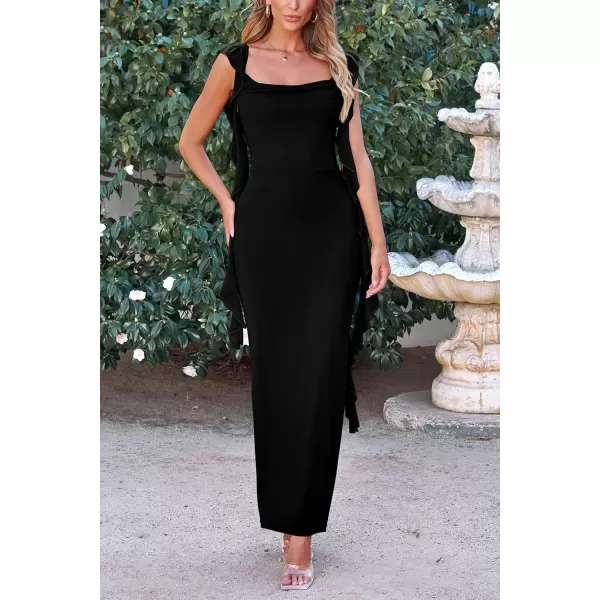 imagePRETTYGARDEN Womens Summer Long Formal Wedding Guest Dress Sleeveless Ruffle Cocktail Party Maxi Bodycon DressesBlack