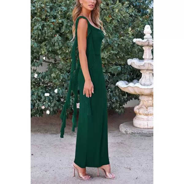 imagePRETTYGARDEN Womens Summer Long Formal Wedding Guest Dress Sleeveless Ruffle Cocktail Party Maxi Bodycon DressesDark Green