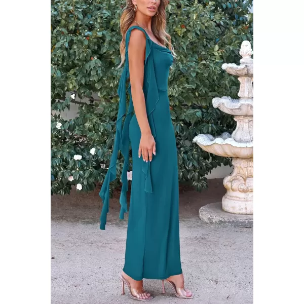 imagePRETTYGARDEN Womens Summer Long Formal Wedding Guest Dress Sleeveless Ruffle Cocktail Party Maxi Bodycon DressesLake Blue