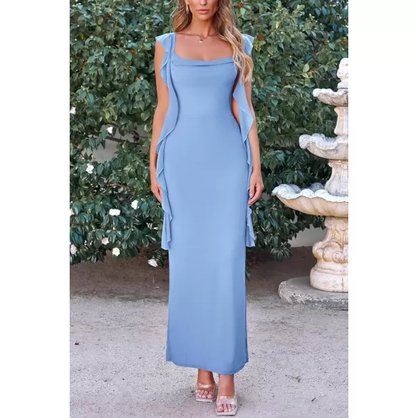 imagePRETTYGARDEN Womens Summer Long Formal Wedding Guest Dress Sleeveless Ruffle Cocktail Party Maxi Bodycon DressesLight Blue