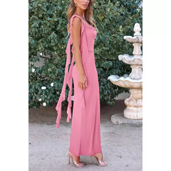 imagePRETTYGARDEN Womens Summer Long Formal Wedding Guest Dress Sleeveless Ruffle Cocktail Party Maxi Bodycon DressesPink